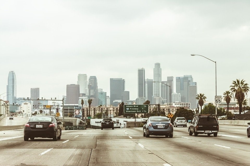 Los Angeles, Downtown, Center, Skyscrapers, Autobahn