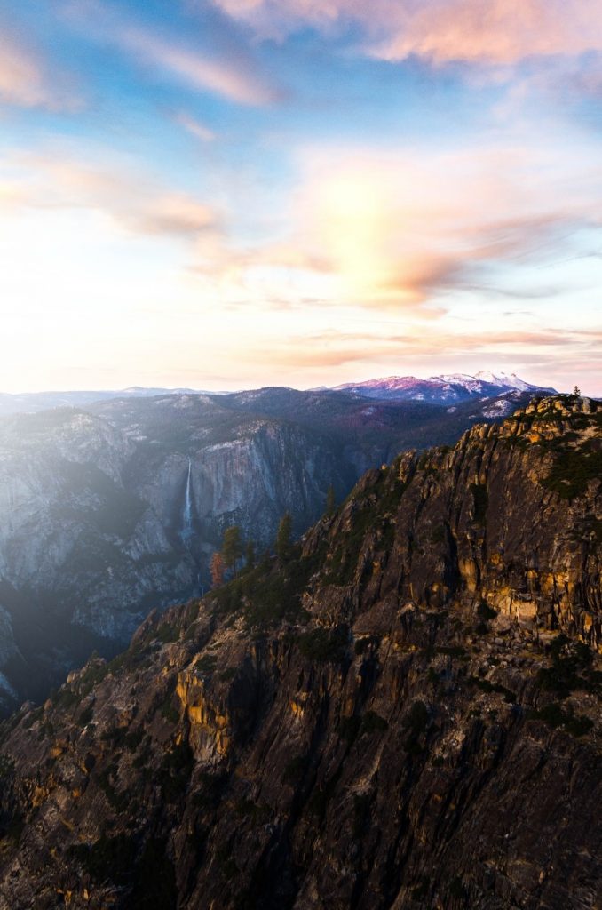 aerial photo of mountain during sunrise